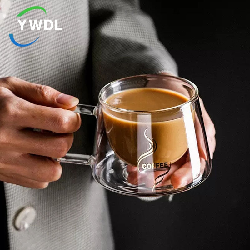 Barista Bailee's Classy Double Wall Insulated Glass Coffee Mug With Handle