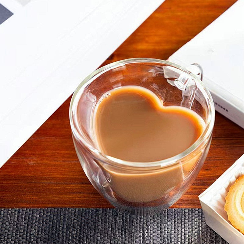Barista Bailee's Favorite Heart Shaped Double Wall Glass Mug