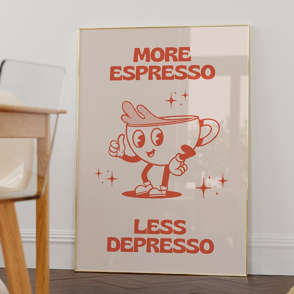 Barista Bailee's Retro Cartoon Coffee Canvas Painting 