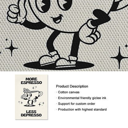 Barista Bailee's Retro Cartoon Coffee Canvas Painting 