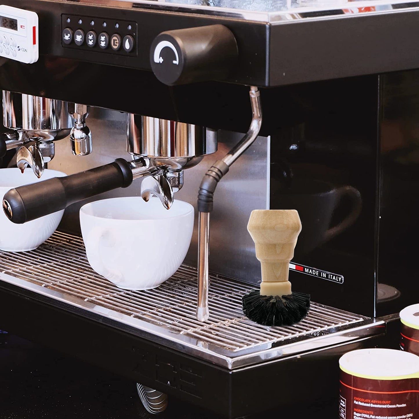 Barista Bailee's Portafilter Cleaning Brush Tool With Wooden Handle